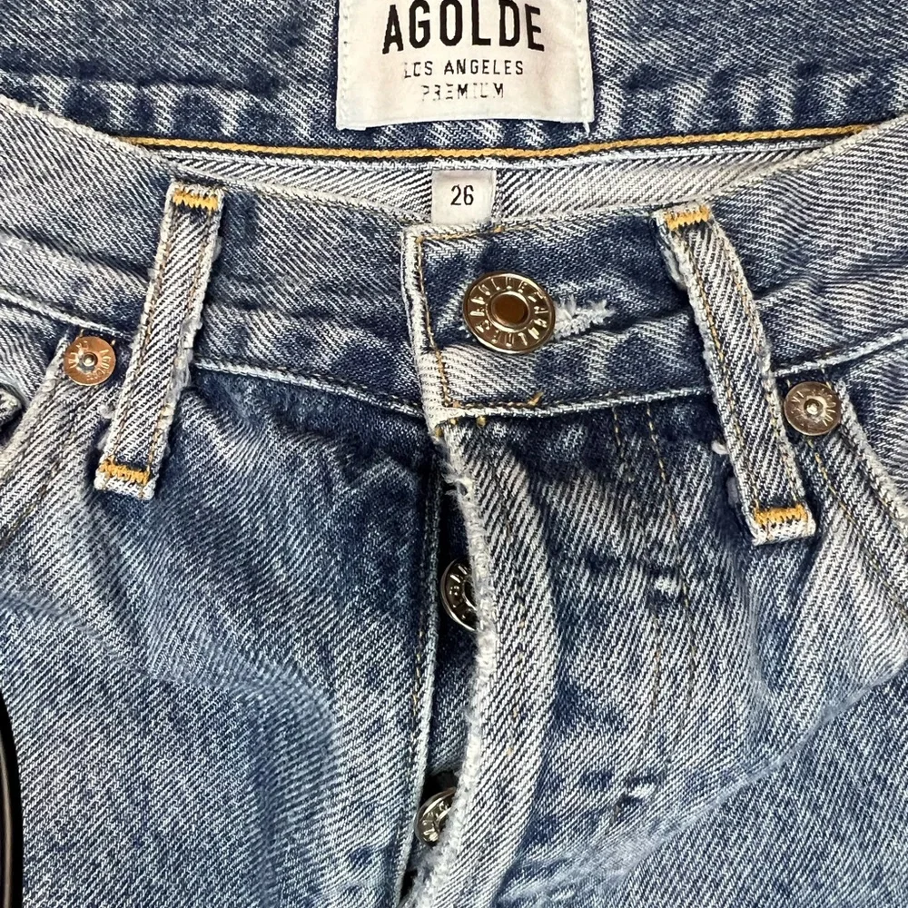AGOLDE 90s Distressed Straight-Leg Blue Jeans High Rise Loose Fit Size 26 - Picture 11 of 16